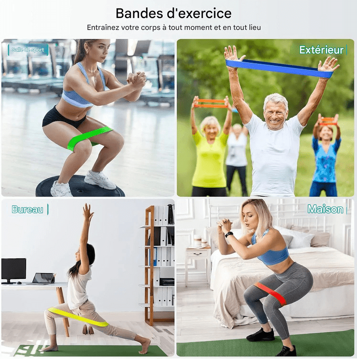 5 pièces/ensemble bandes de caoutchouc de résistance de Yoga bandes élastiques de musculation bandes d'entraînement - Sportivee