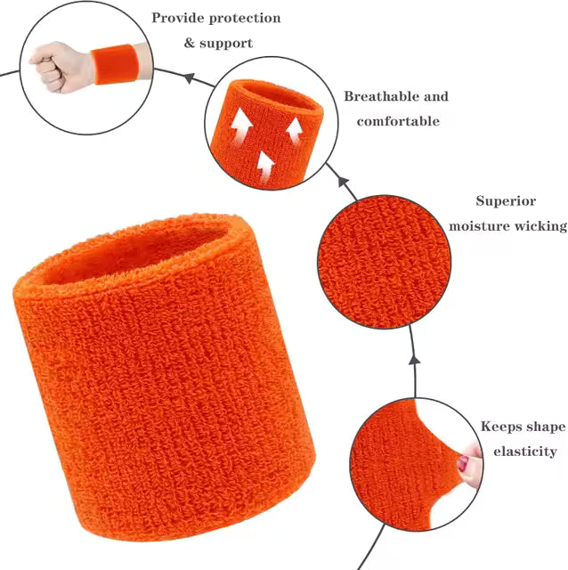 Nouveau chaud 1 paires 2 pièces ensemble respirant coton poignet bandeaux sueur absorbant bracelets pour Tennis Football basket-ball course salle de sport