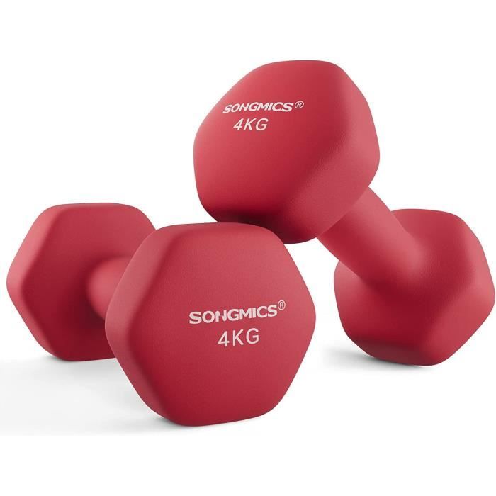 Haltères Hexagonaux - Bly GMICS - 2x4 kg - Rouge - Pour straight dehors et Domicys - Sportivee