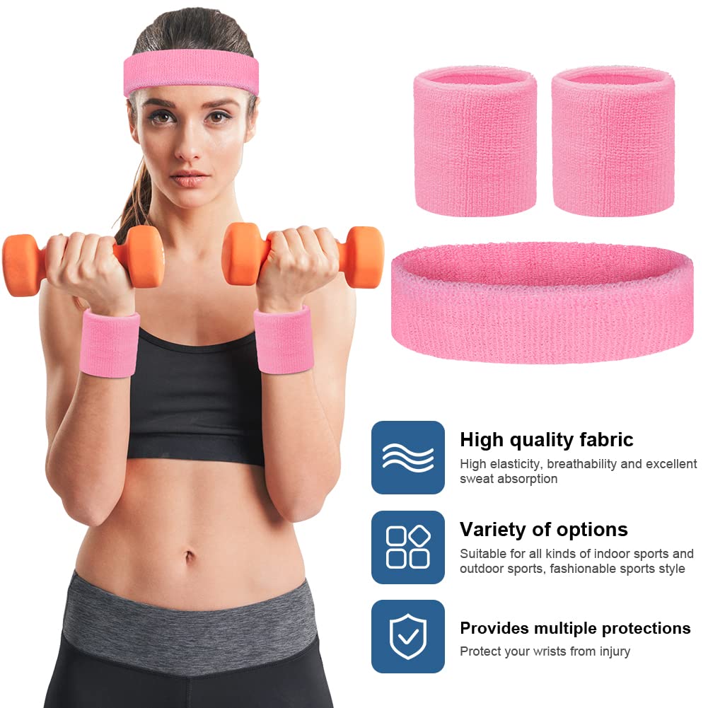 Nouveau chaud 1 paires 2 pièces ensemble respirant coton poignet bandeaux sueur absorbant bracelets pour Tennis Football basket - ball course salle de sport - Sportivee